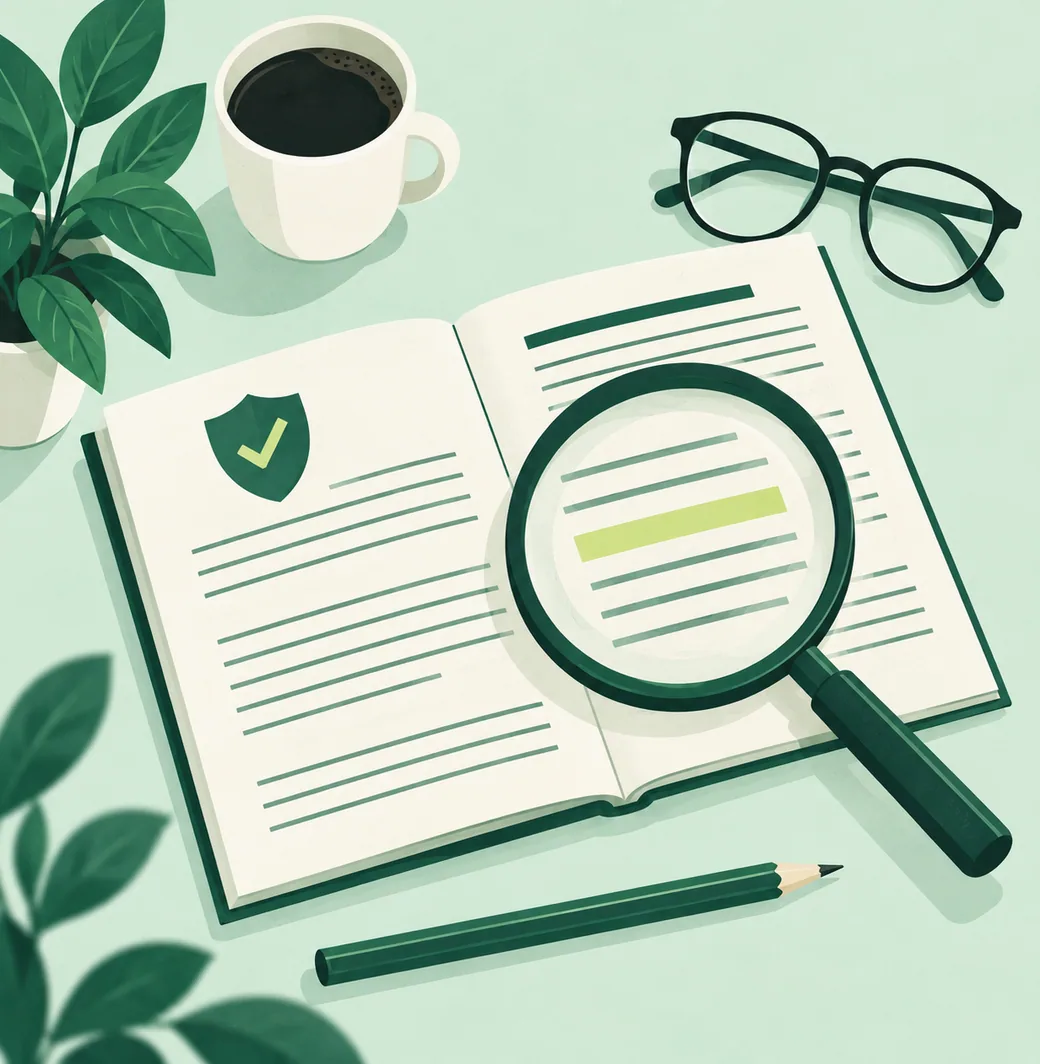Un contrat d’assurance examiné à la loupe, avec un bouclier coché dans le coin